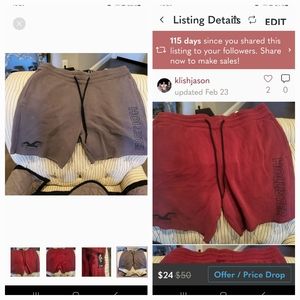 (2) Mens Hollister athletic shorts